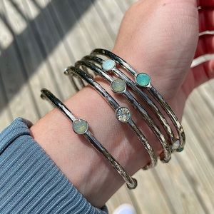 Stack of 5 Silver Bangle Bracelets
